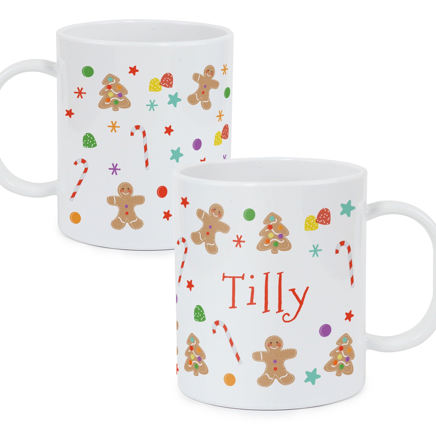 Personalised Gingerbread Pattern Plastic Mug - image 4