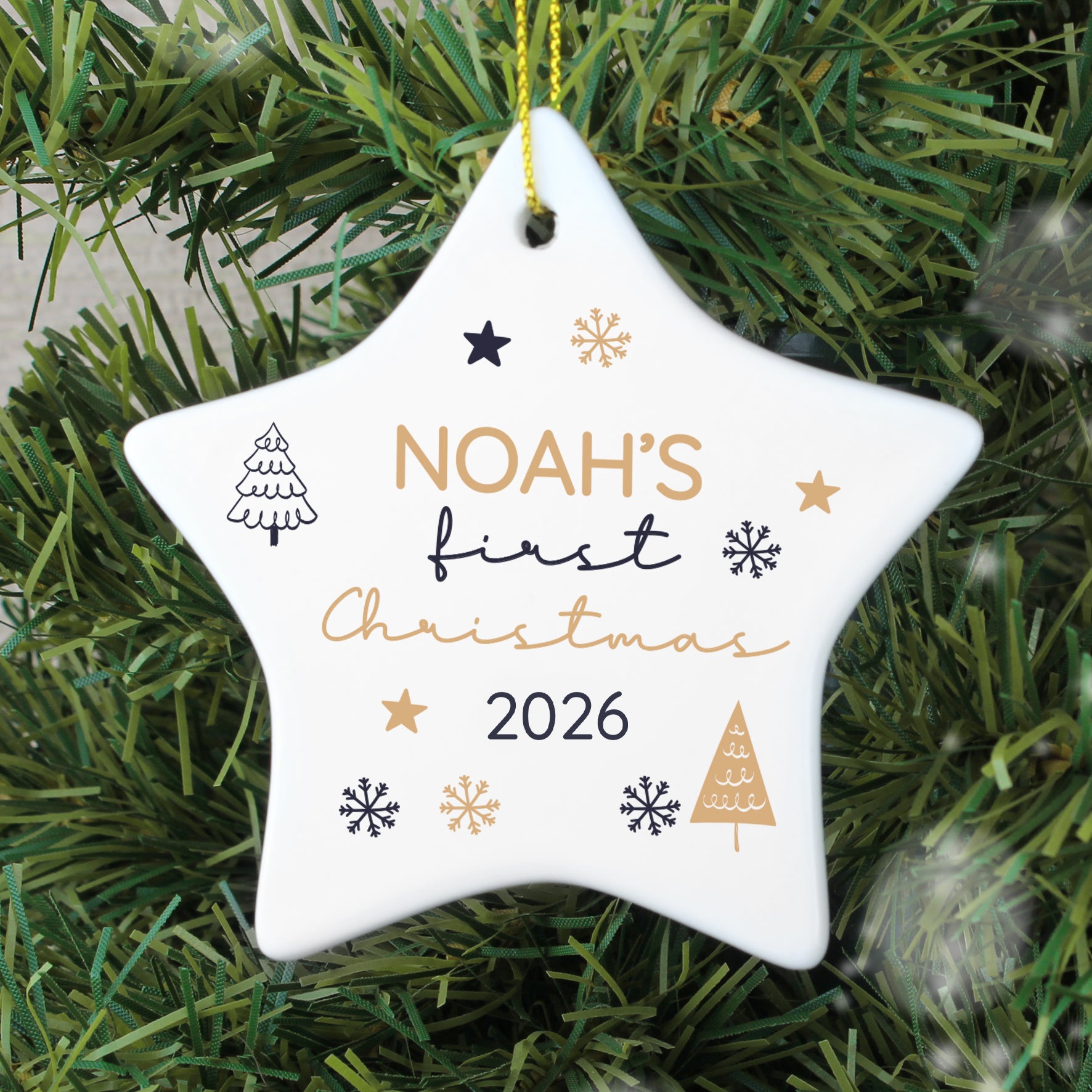Personalised First Christmas Star Christmas Tree Decoration from Heartfelt Gifts