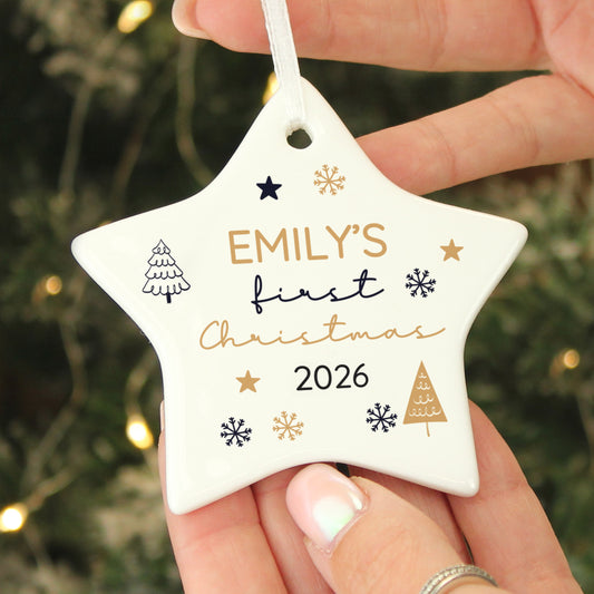 Personalised First Christmas Star Christmas Tree Decoration - image 2