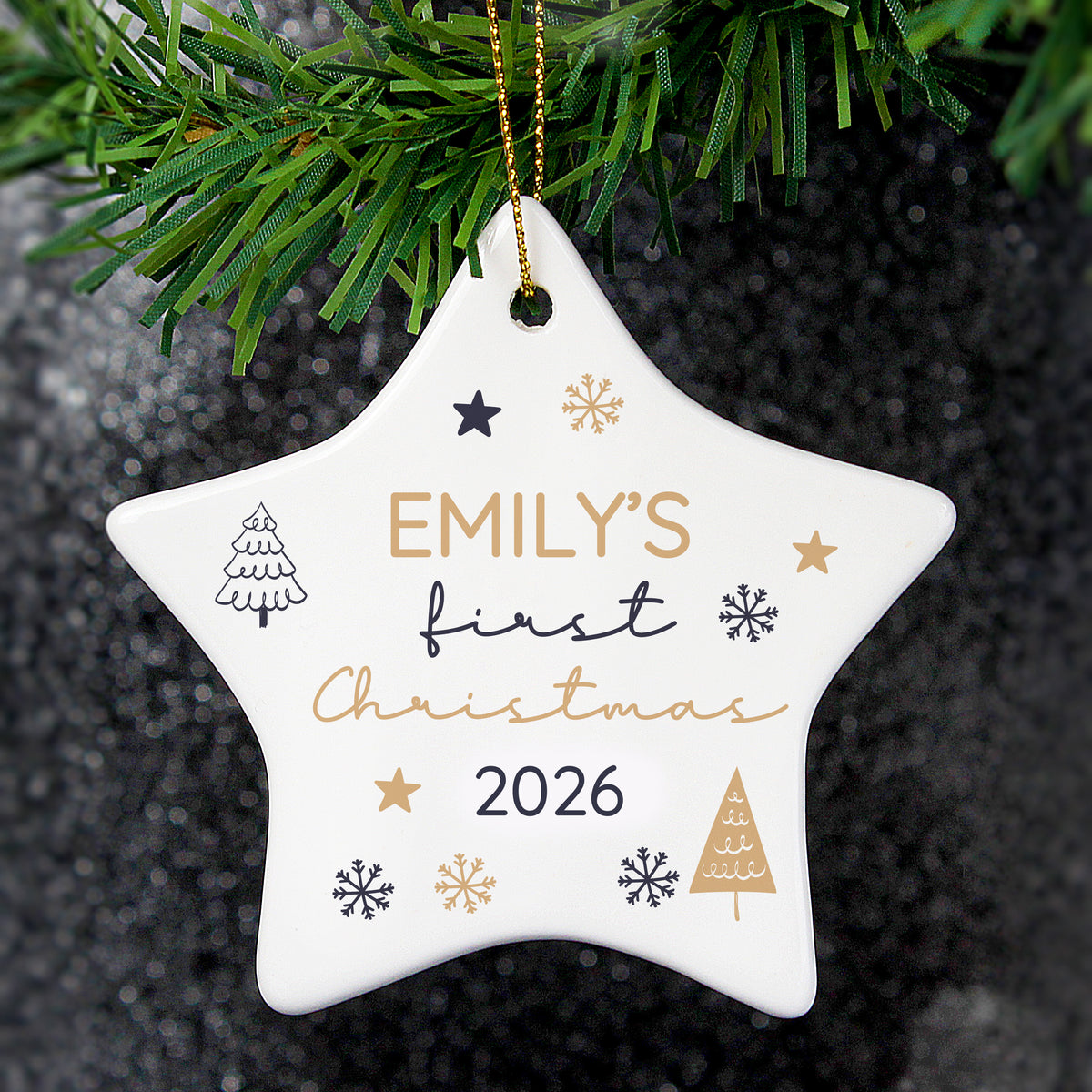 Personalised First Christmas Star Christmas Tree Decoration - image 4