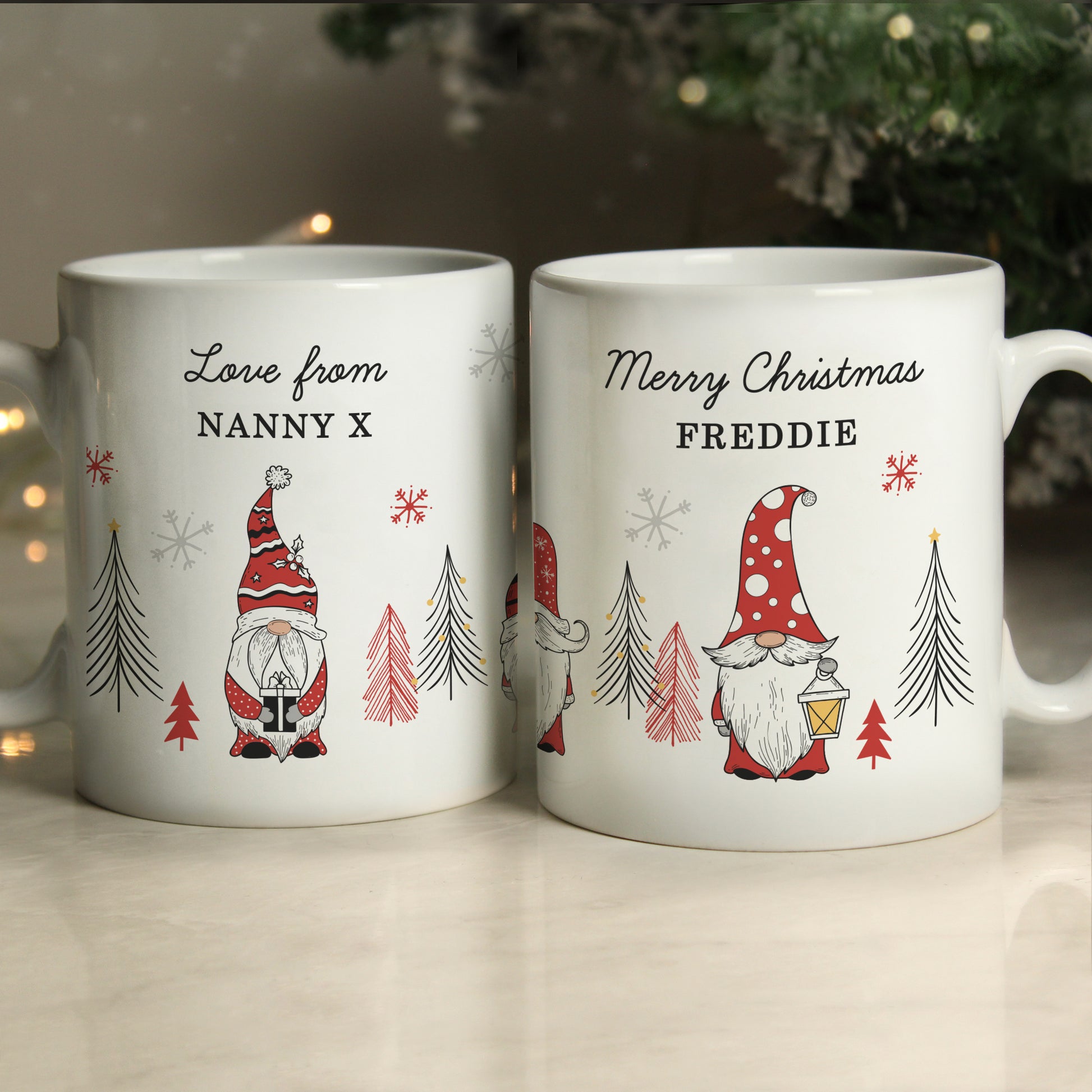 Personalised Christmas Gonk Pattern Mug from Heartfelt Gifts