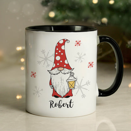 Personalised Gonk Family Black Handled Christmas Mug - Male - image 2