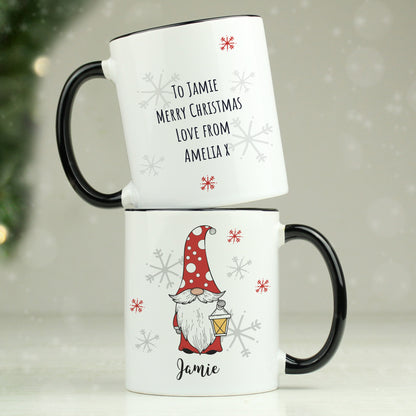 Personalised Gonk Family Black Handled Christmas Mug - Male - image 3