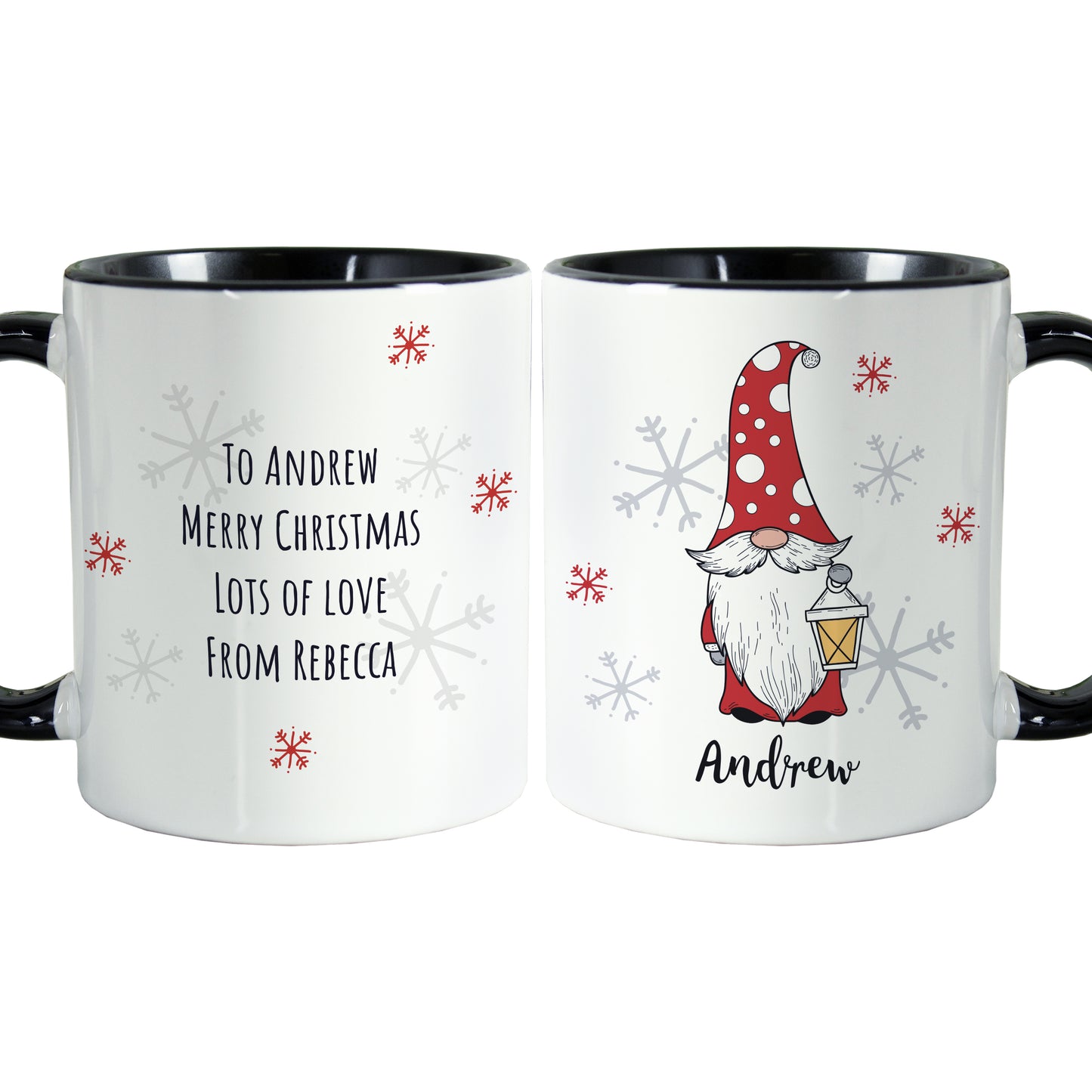 Personalised Gonk Family Black Handled Christmas Mug - Male - image 5