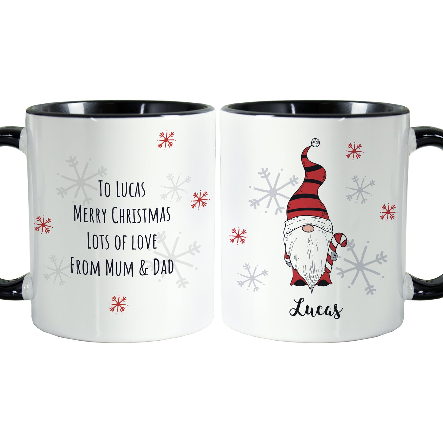 Personalised Gonk Family Black Handled Christmas Mug - Boy - image 5