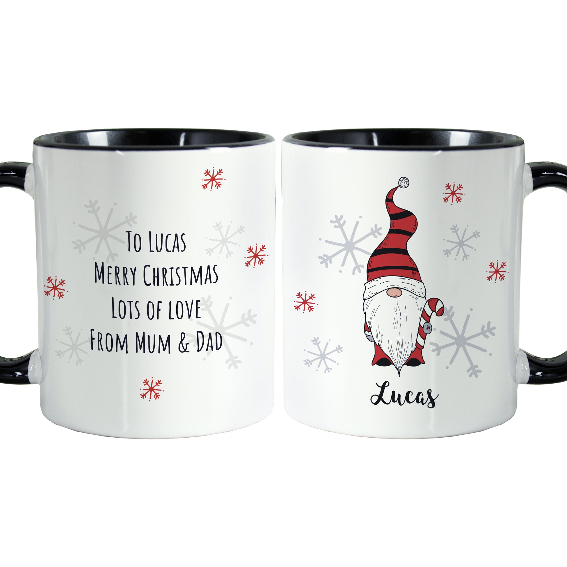 Personalised Gonk Family Black Handled Christmas Mug - Boy - image 5