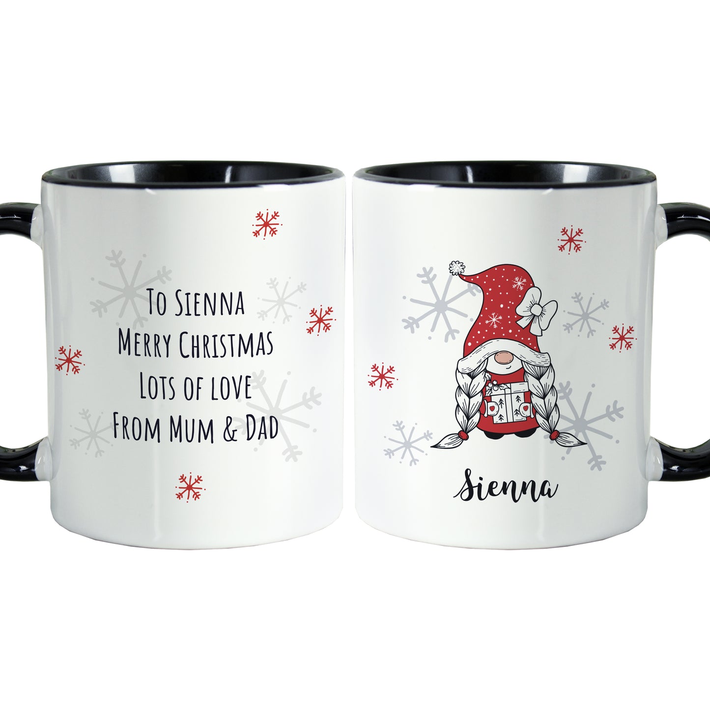 Personalised Gonk Family Black Handled Christmas Mug - Girl - image 5