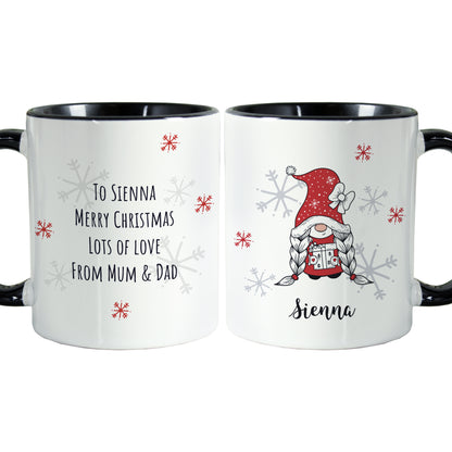 Personalised Gonk Family Black Handled Christmas Mug - Girl - image 5