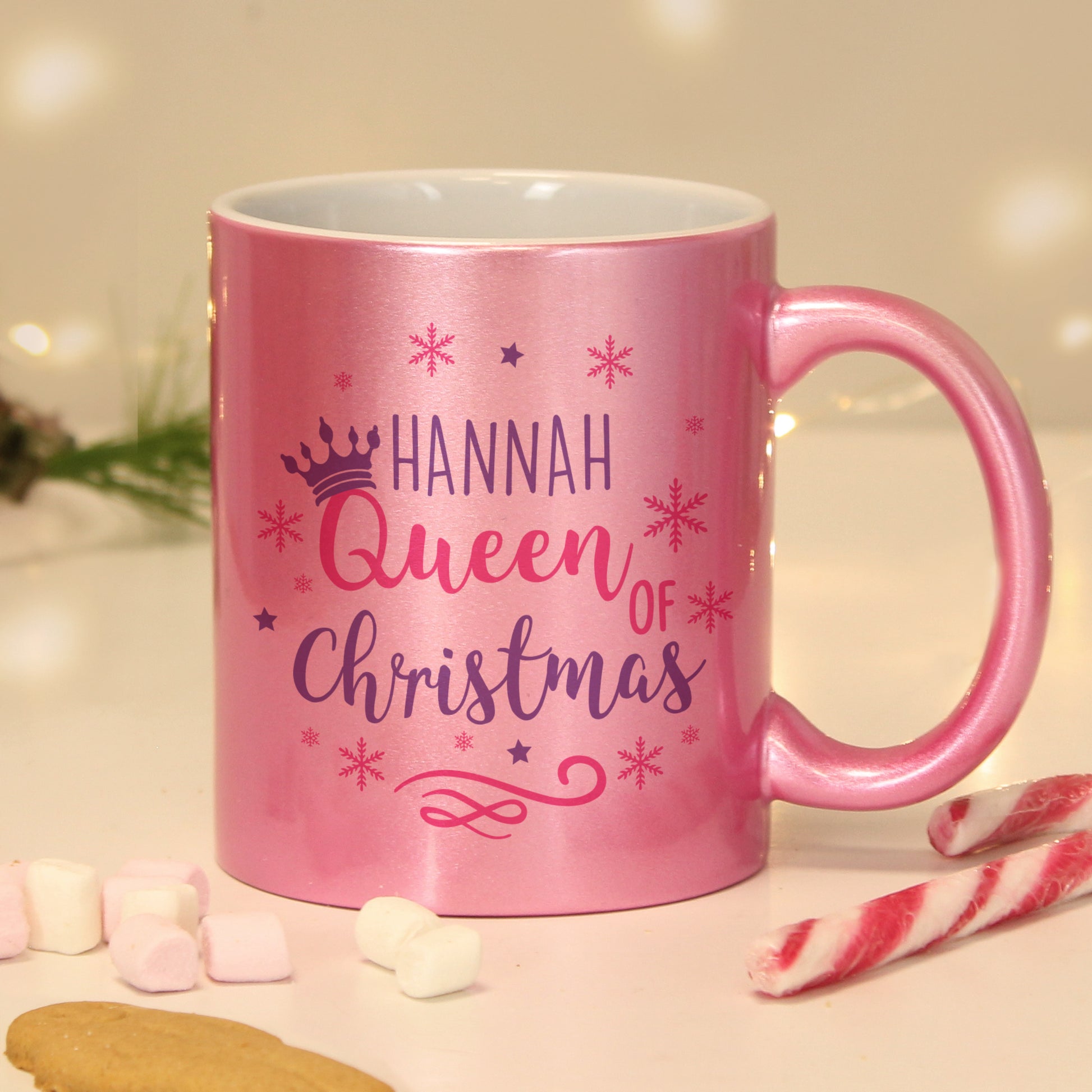 Personalised Queen Of Christmas Pink Mug from Heartfelt Gifts