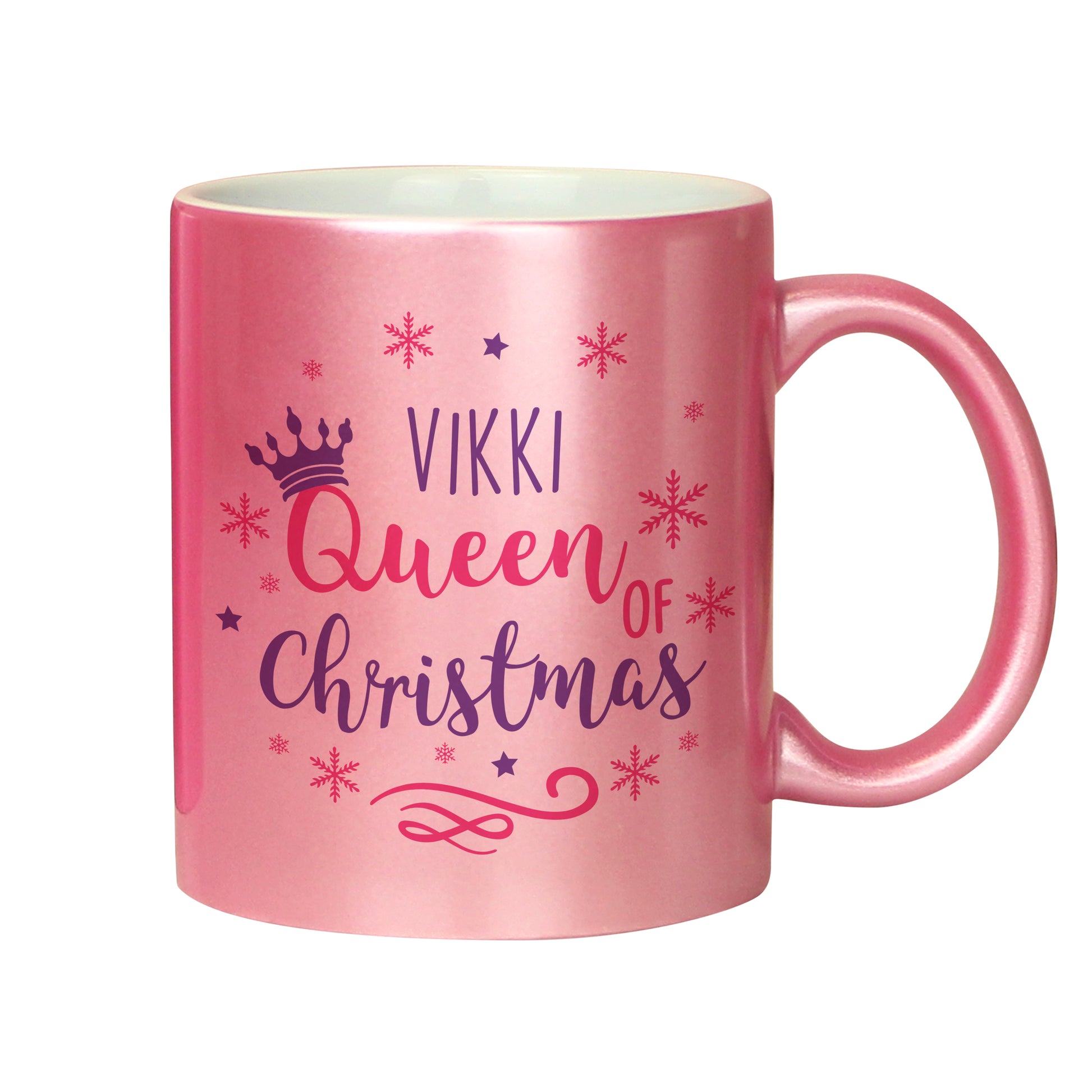 Personalised Queen Of Christmas Pink Mug - image 4