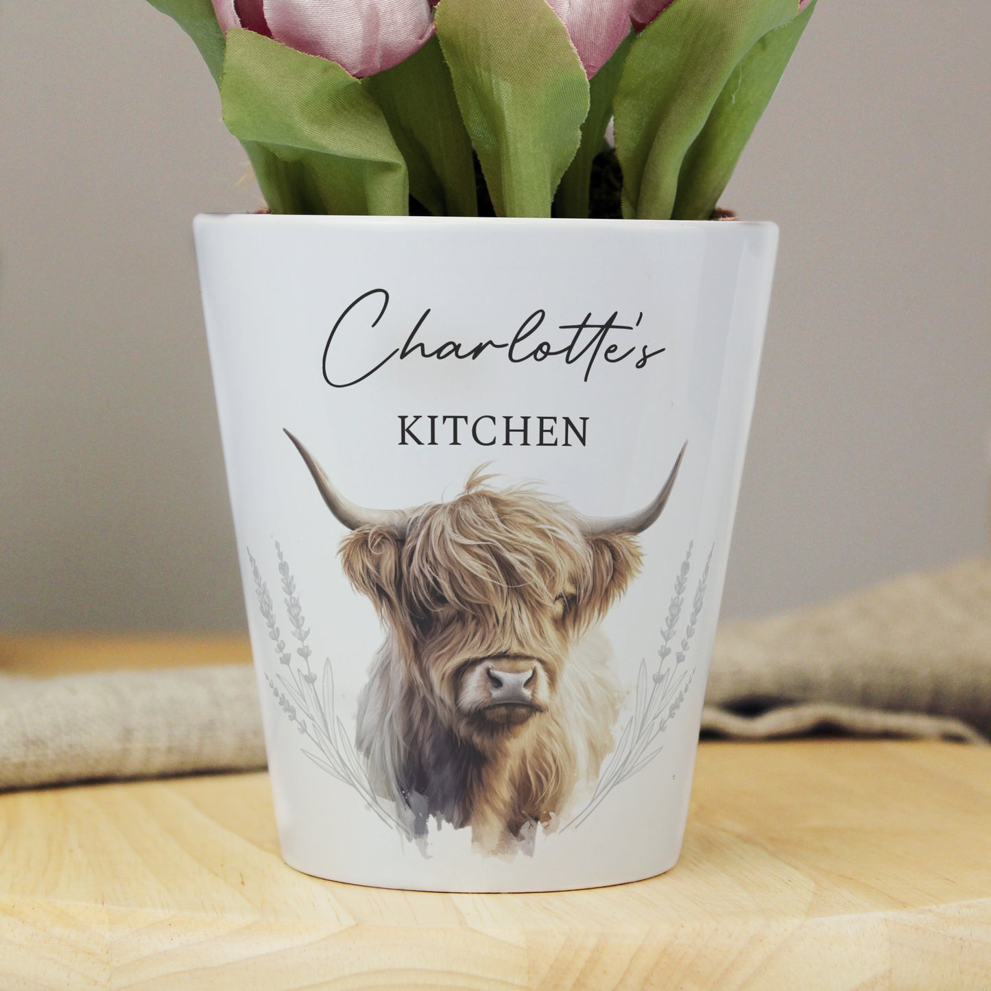 Personalised Highland Cow Plant Pot from Heartfelt Gifts