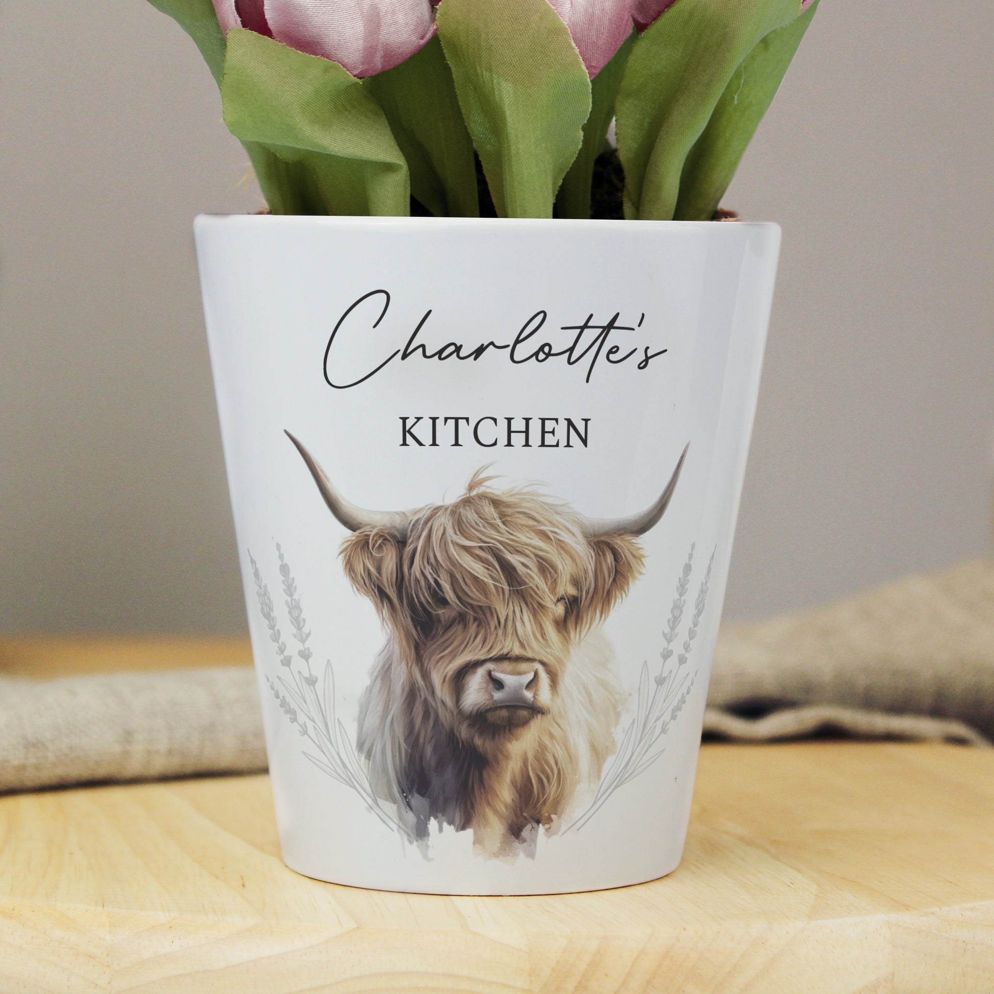 Personalised Highland Cow Plant Pot from Heartfelt Gifts