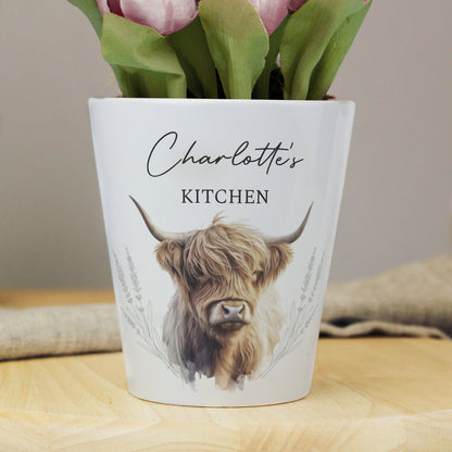 Personalised Highland Cow Plant Pot from Heartfelt Gifts