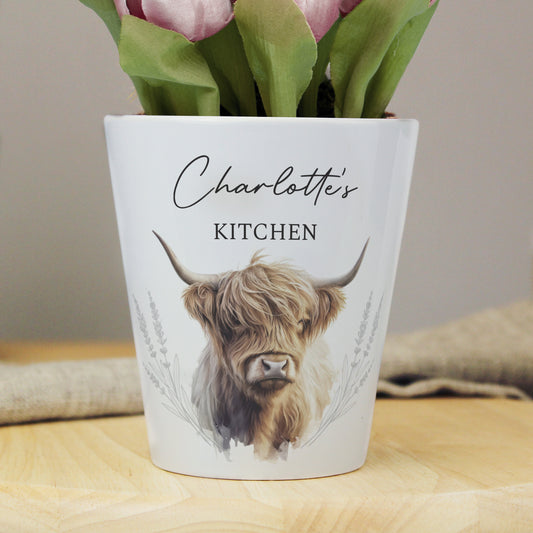 Personalised Highland Cow Plant Pot from Heartfelt Gifts