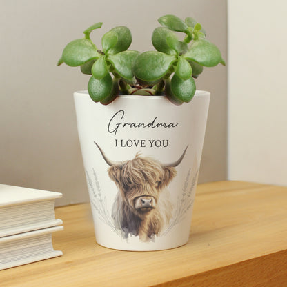 Personalised Highland Cow Plant Pot - image 2