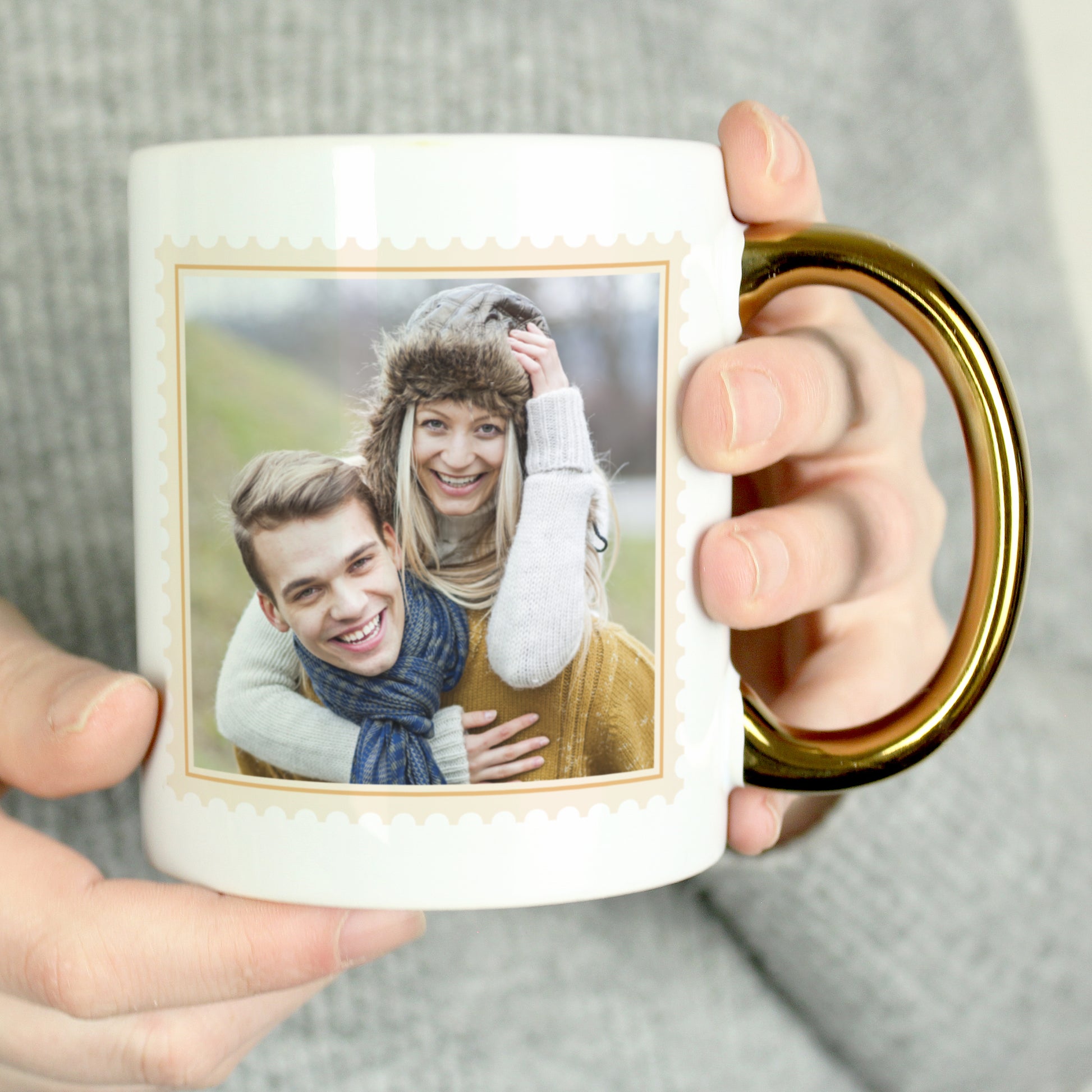 Personalised Photo Upload Gold Handled Mug - image 2