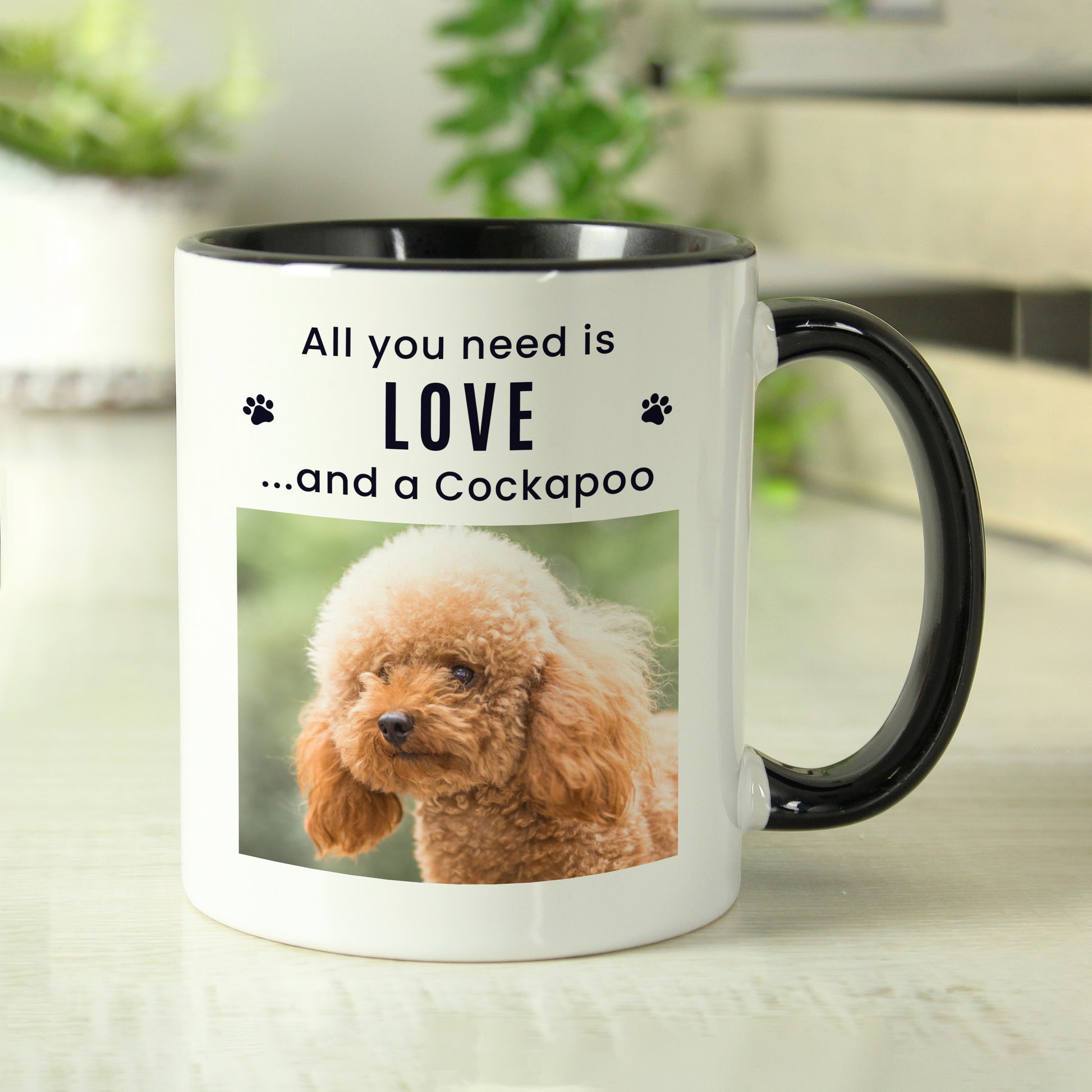 Personalised Pet Photo Upload Black Handled Mug from Heartfelt Gifts