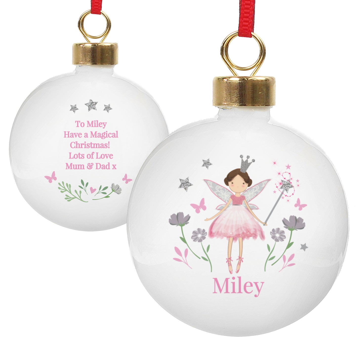 Personalised Fairy Princess Christmas Bauble – Girls Name Tree Decoration Gift - image 4