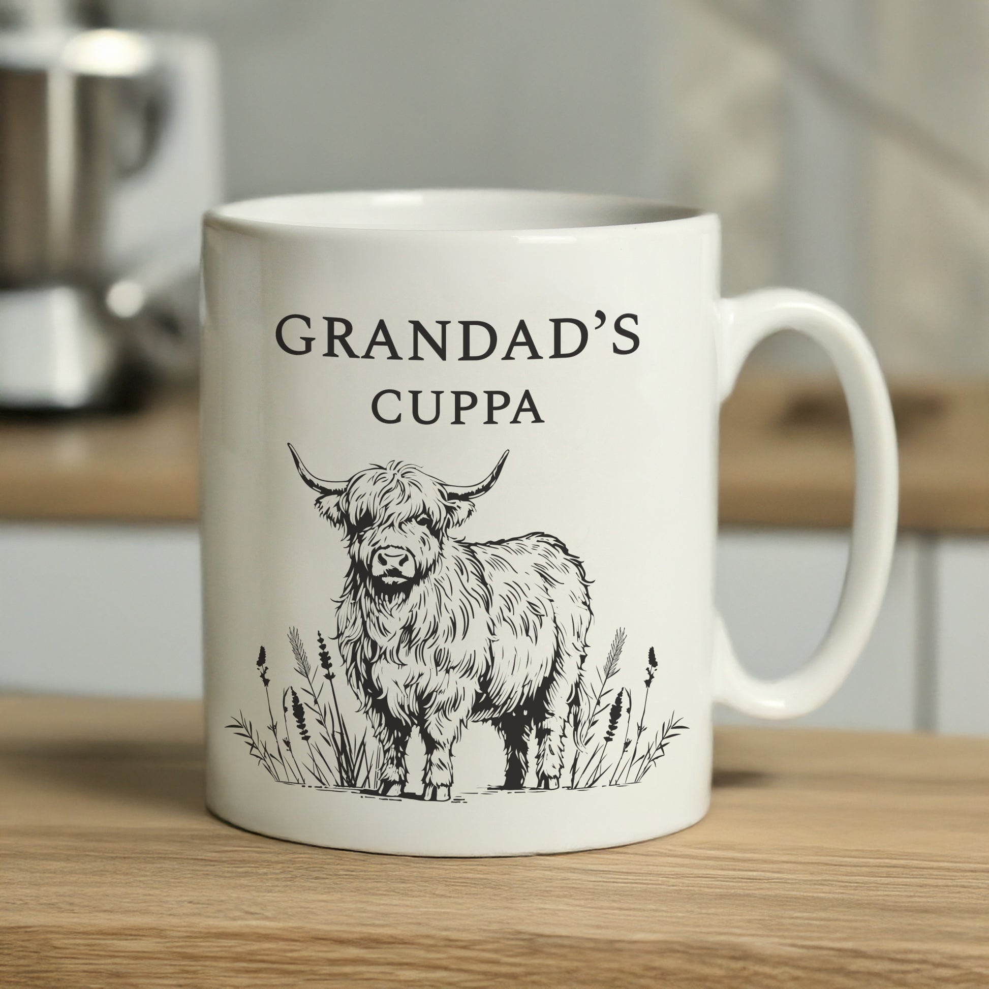 Personalised Black Highland Cow Mug – Ceramic Tea Coffee Gift