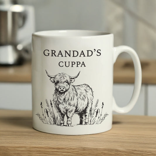 Personalised Black Highland Cow Mug – Ceramic Tea Coffee Gift