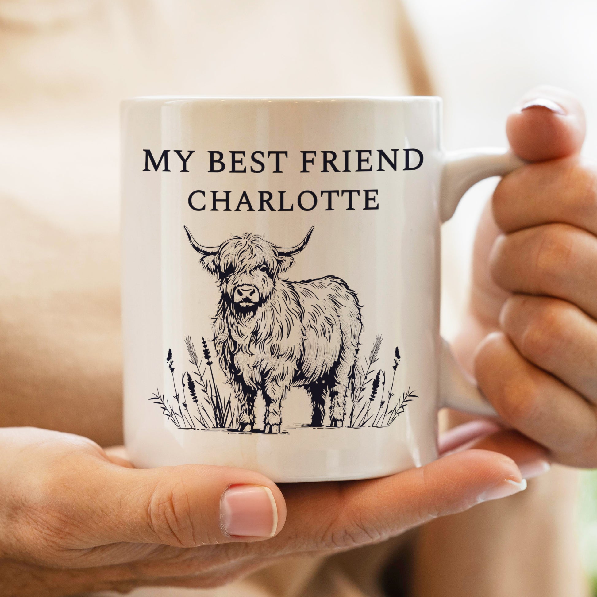 Personalised Black Highland Cow Mug – Ceramic Tea & Coffee Gift - image 2