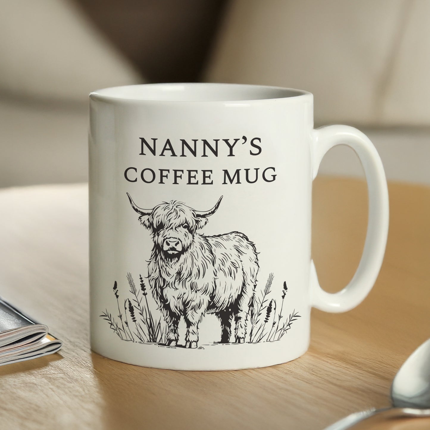 Personalised Black Highland Cow Mug – Ceramic Tea & Coffee Gift - image 3