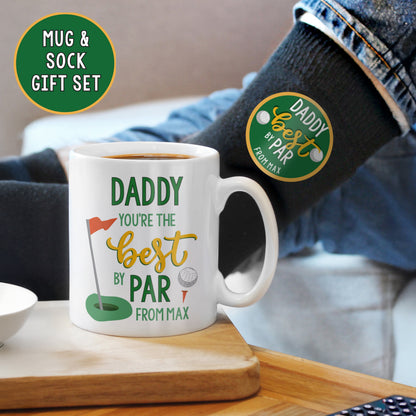 Personalised Best by Par Golf Mug and Socks Gift Set – Golf Lover Father's Day Gift