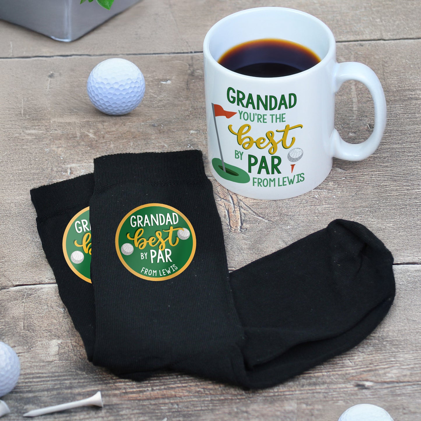 Personalised Best by Par Golf Mug & Socks Gift Set – Golf Lover Father's Day Gift - image 3