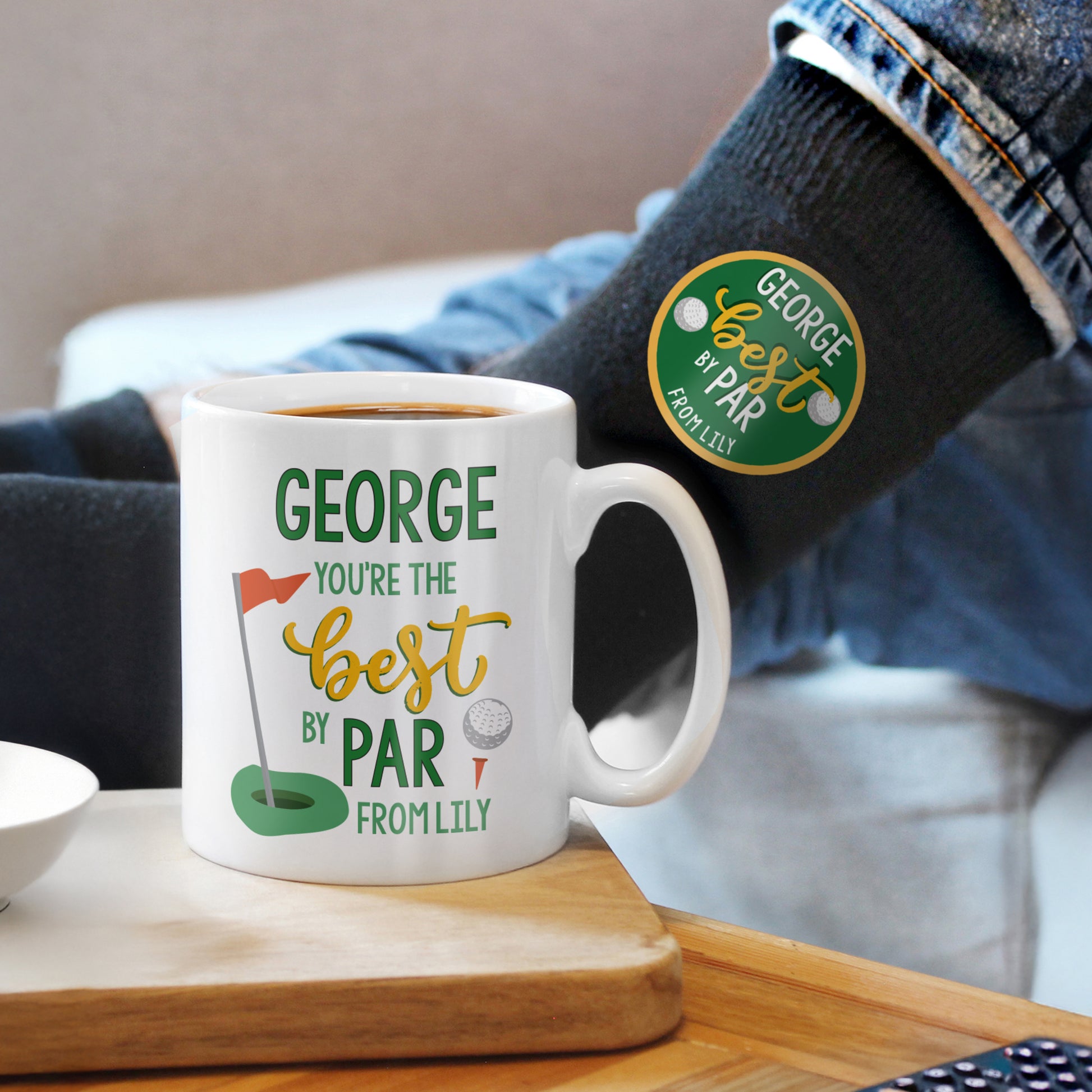 Personalised Best by Par Golf Mug & Socks Gift Set – Golf Lover Father's Day Gift - image 4