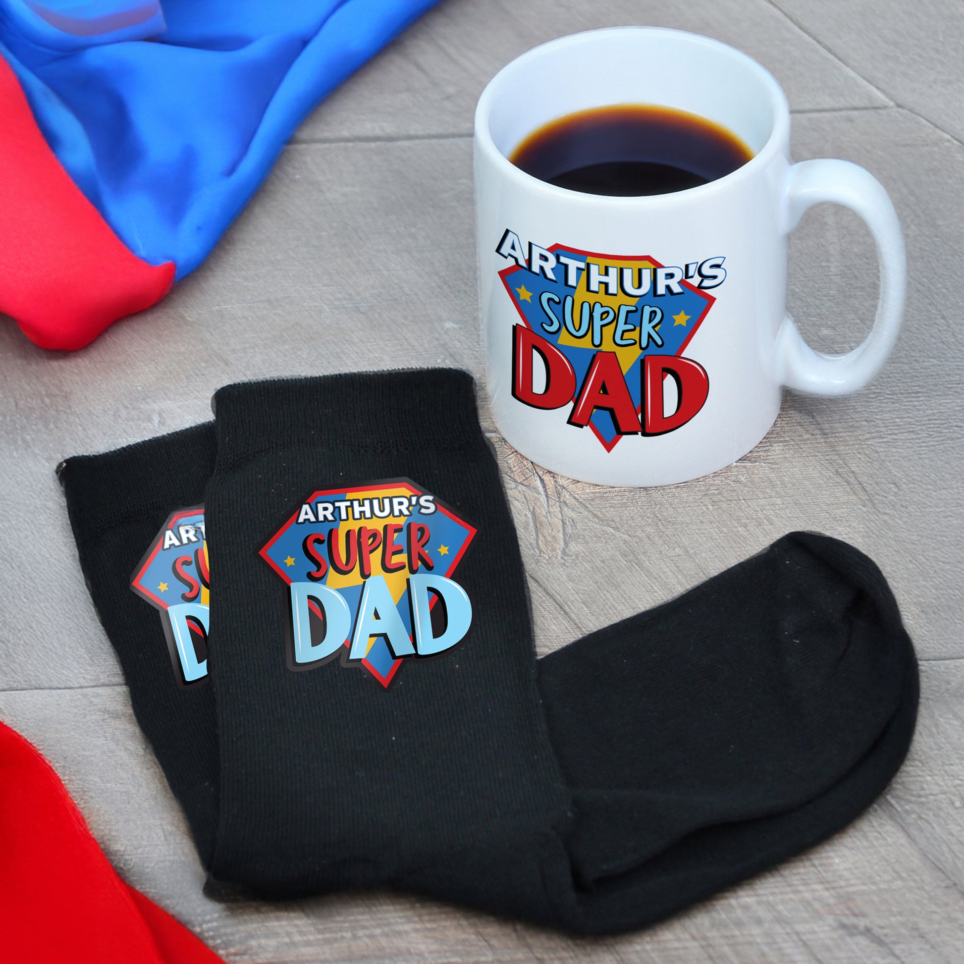 Personalised Super Dad Mug & Socks Gift Set – Father's Day & Birthday Gift - image 3