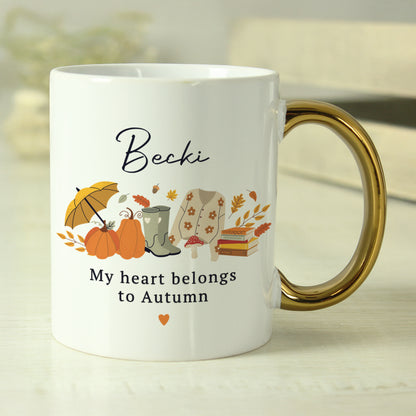 Personalised Autumn Gold Handled Mug – Cosy Seasonal Birthday Gift - image 3
