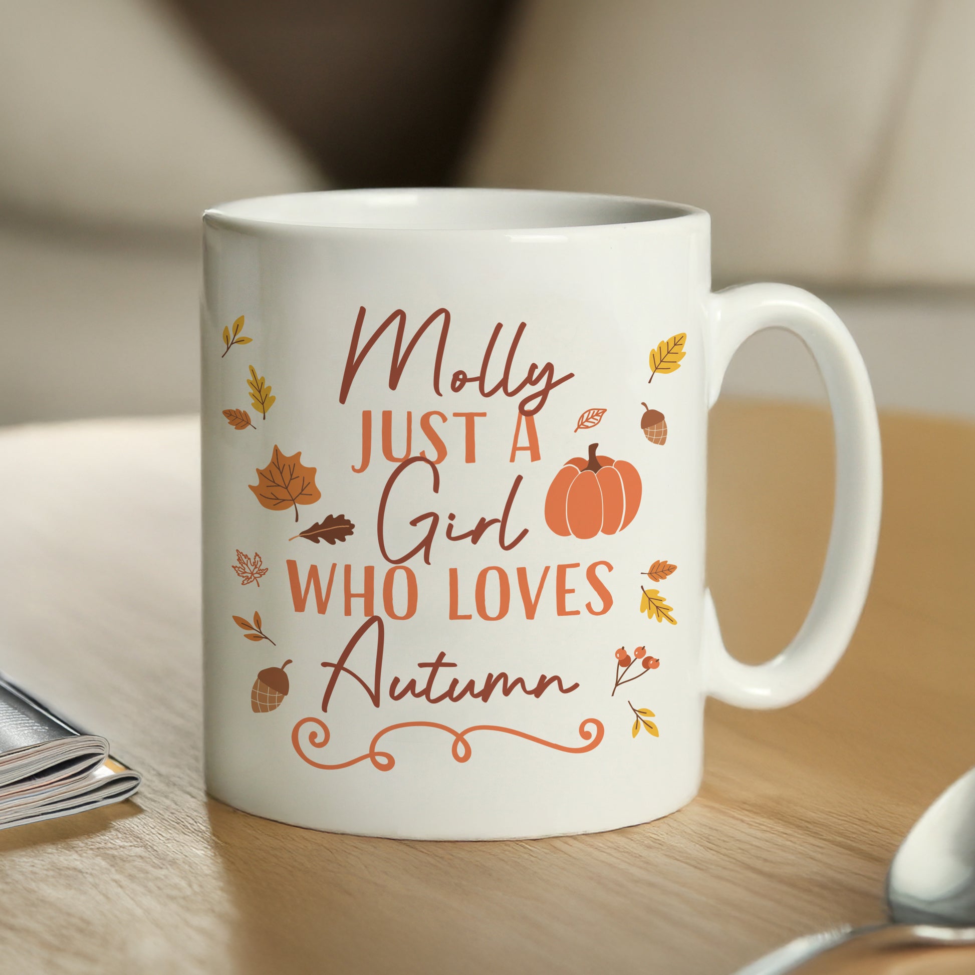 Personalised Loves Autumn Mug – Just a Girl Who Loves Autumn Birthday Gift