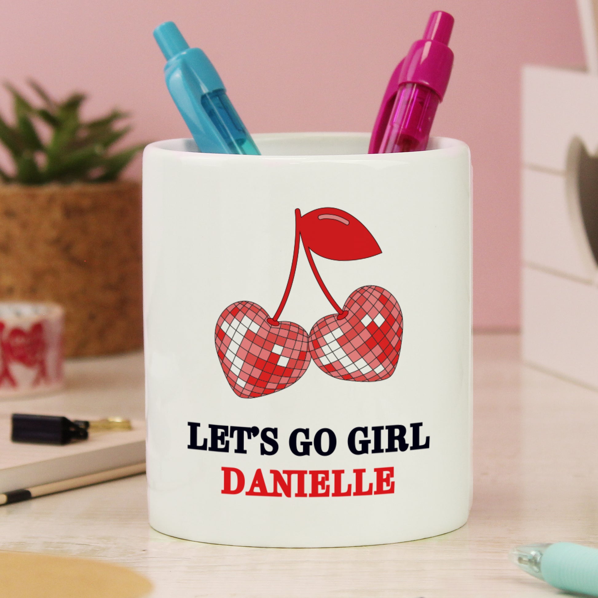 Personalised Cherry Make Up Brush Holder – Vanity Birthday Gift for Her - image 2