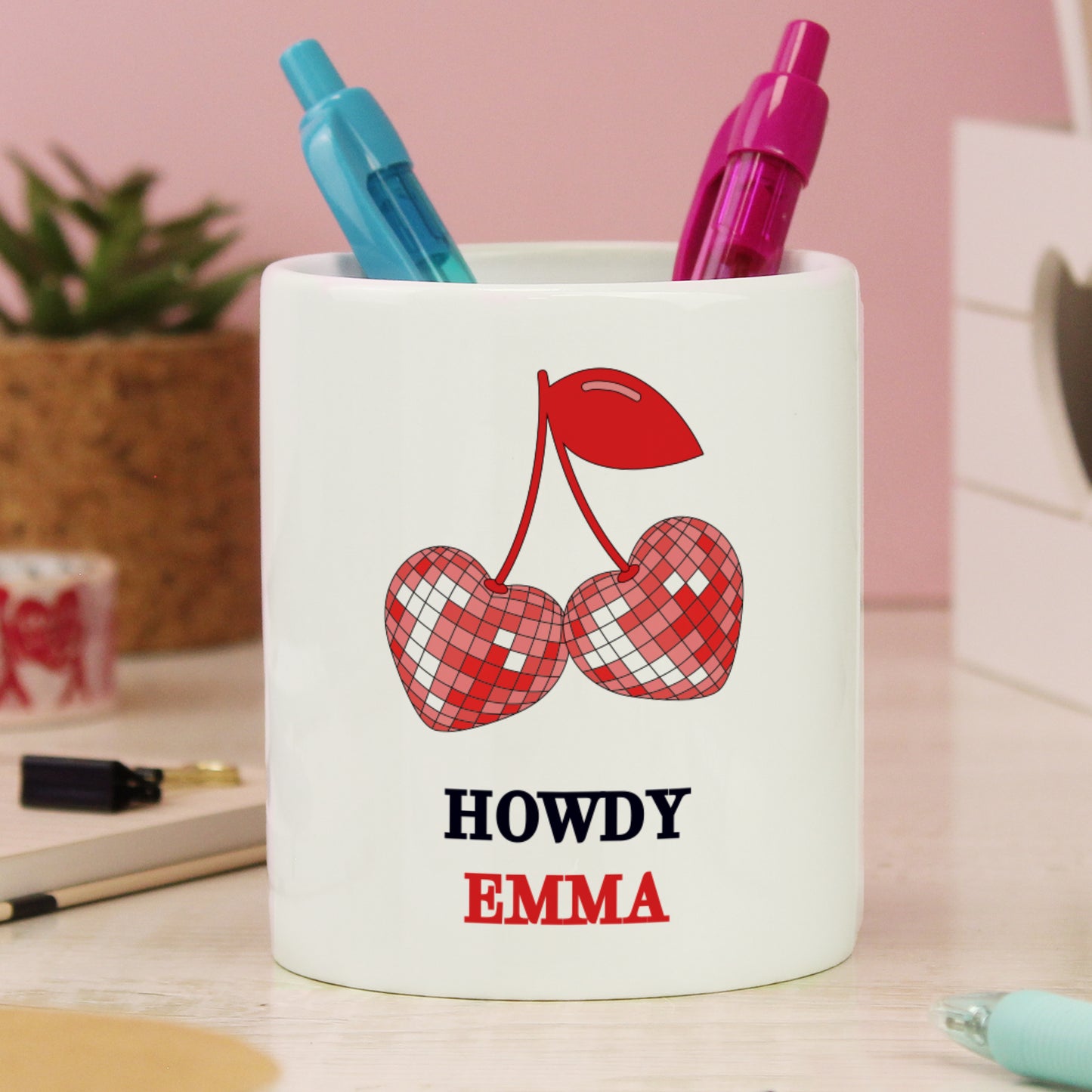Personalised Cherry Make Up Brush Holder – Vanity Birthday Gift for Her - image 3