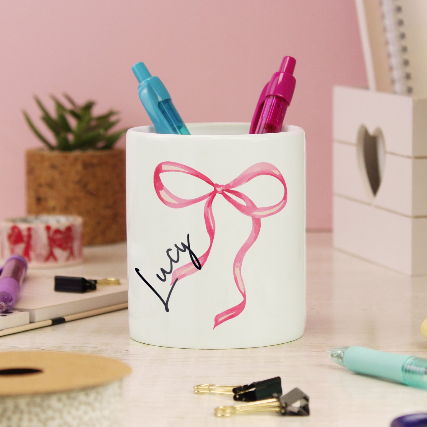 Personalised Bow Make Up Brush Holder – Vanity Birthday Gift for Her - image 2