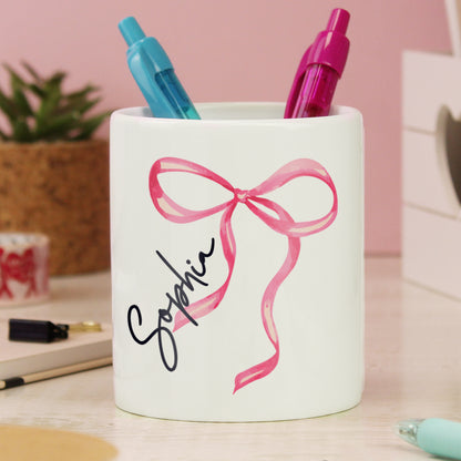Personalised Bow Make Up Brush Holder – Vanity Birthday Gift for Her - image 3