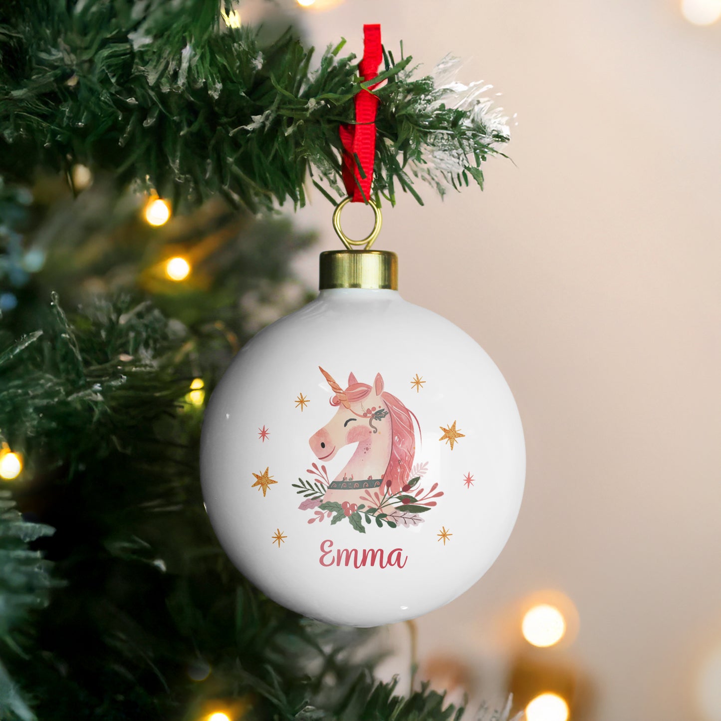 Personalised Unicorn Christmas Bauble – Children's Christmas Tree Gift