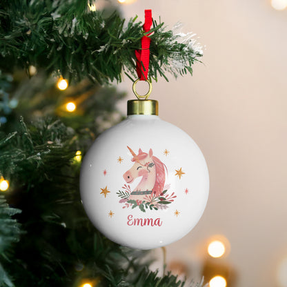Personalised Unicorn Christmas Bauble – Children's Christmas Tree Gift