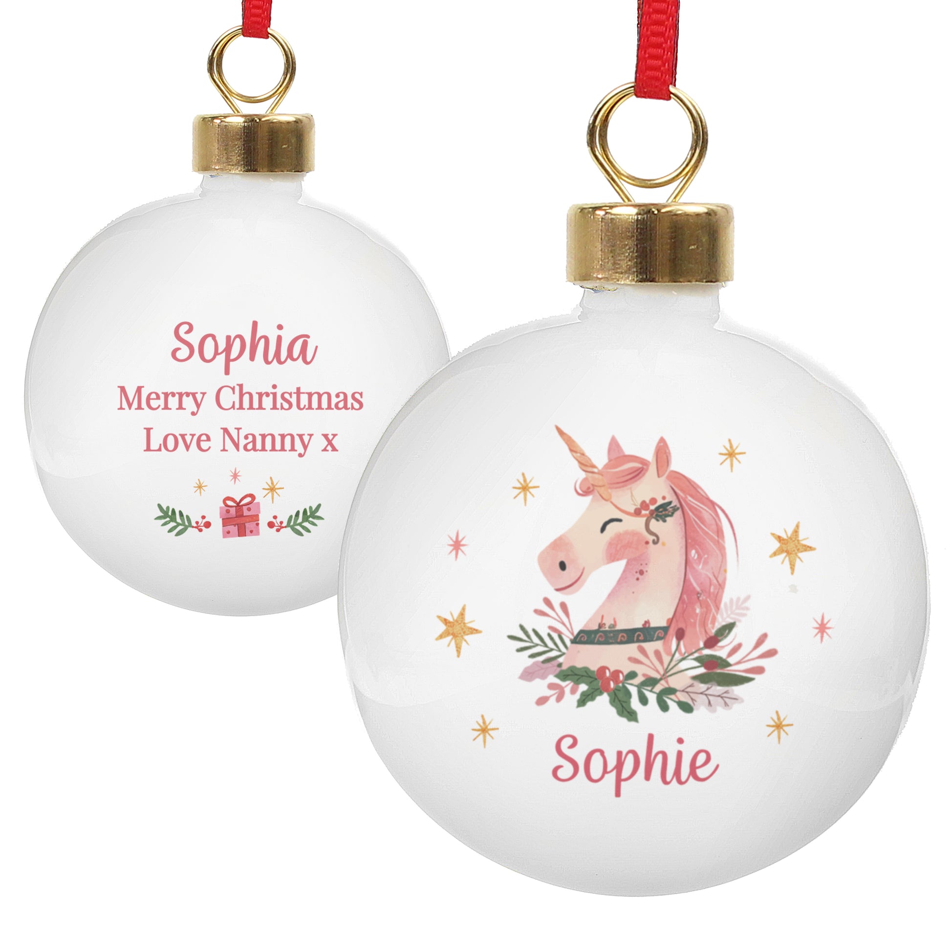 Personalised Unicorn Christmas Bauble – Children's Christmas Tree Gift - image 5