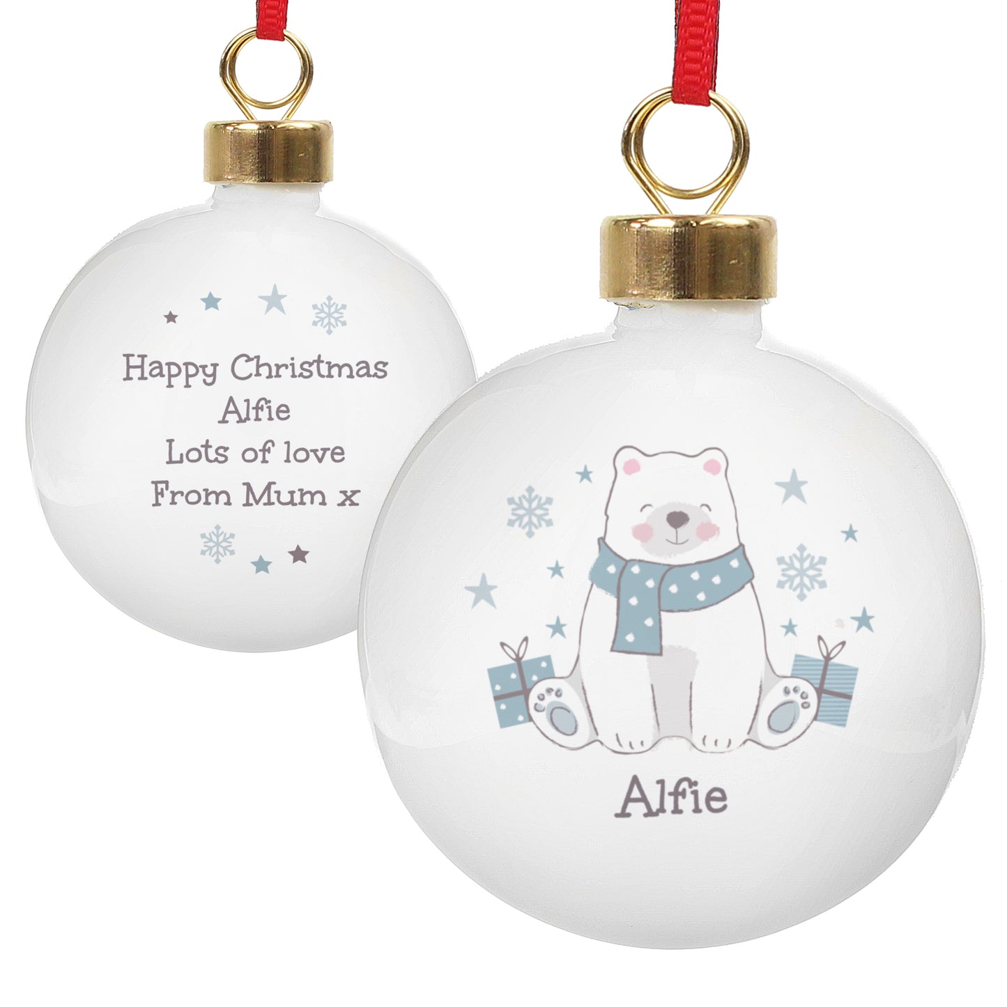 Personalised Polar Bear Christmas Bauble – Children's Christmas Tree Gift - image 5