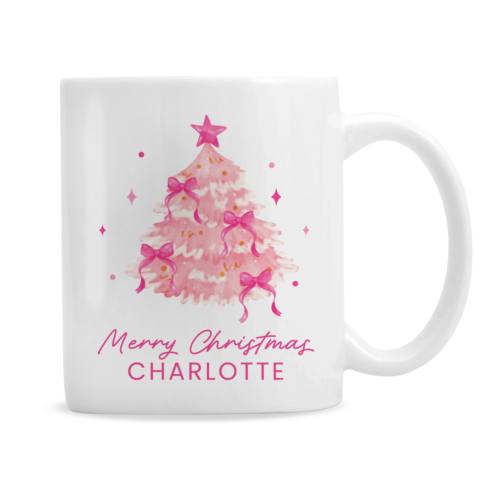 Personalised Pink Christmas Tree Mug – Girls Christmas Stocking Filler - image 4
