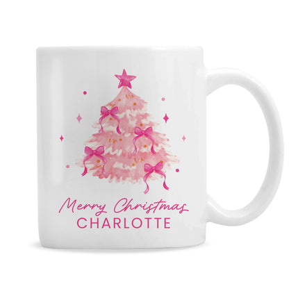Personalised Pink Christmas Tree Mug – Girls Christmas Stocking Filler - image 4