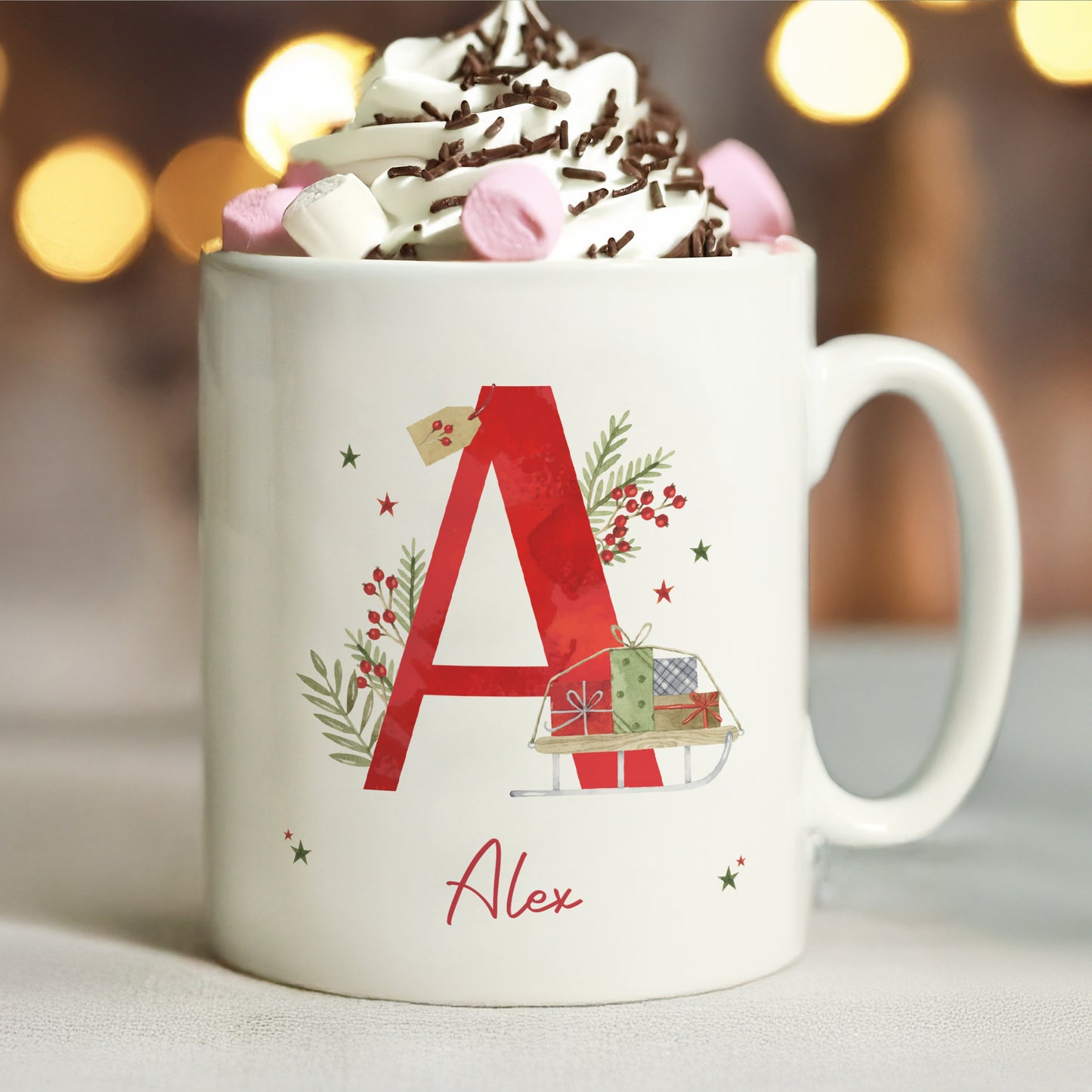 Personalised Christmas Initial Mug – Christmas Stocking Filler Gift