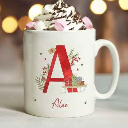 Personalised Christmas Initial Mug – Christmas Stocking Filler Gift