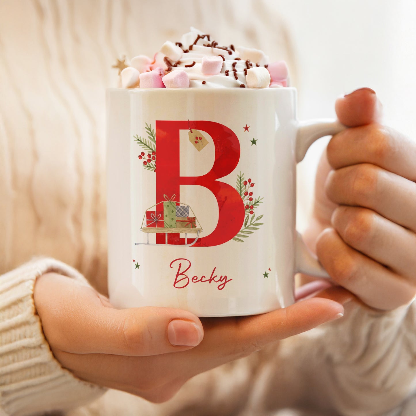 Personalised Christmas Initial Mug – Christmas Stocking Filler Gift - image 2