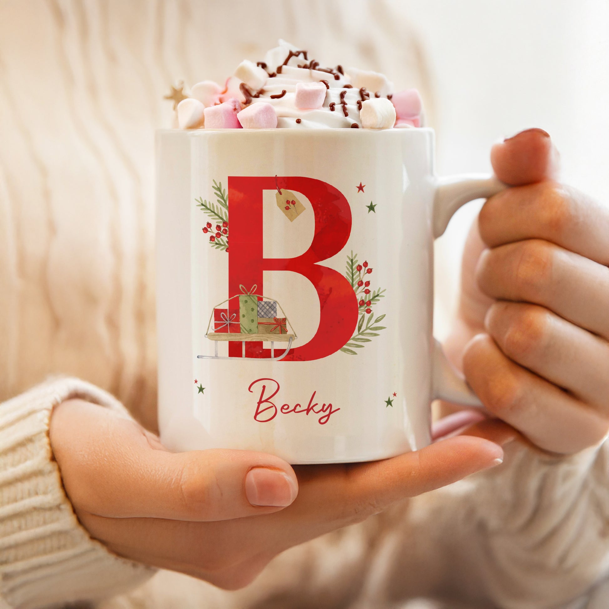 Personalised Christmas Initial Mug – Christmas Stocking Filler Gift - image 2