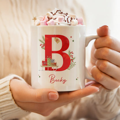 Personalised Christmas Initial Mug – Christmas Stocking Filler Gift - image 2