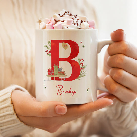 Personalised Christmas Initial Mug – Christmas Stocking Filler Gift - image 2
