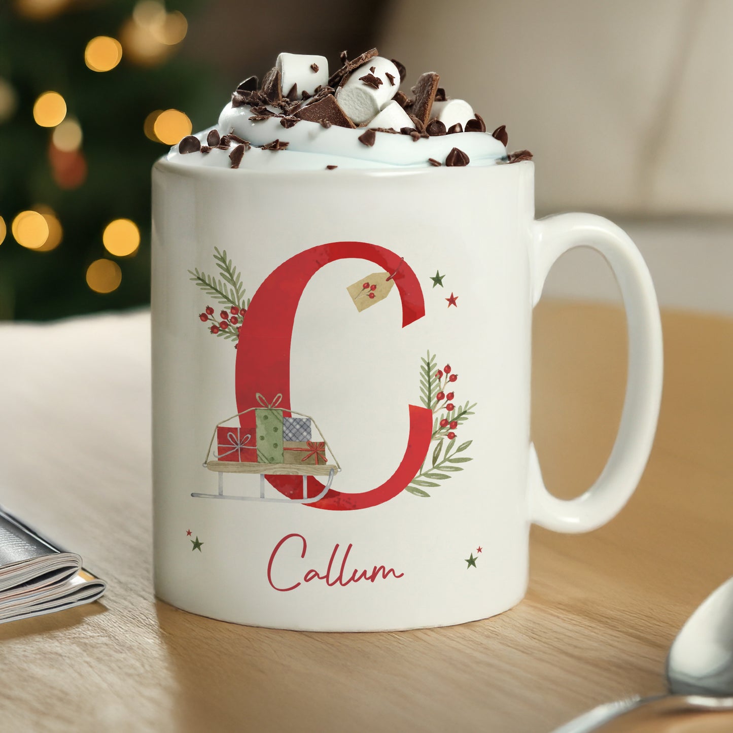 Personalised Christmas Initial Mug – Christmas Stocking Filler Gift - image 3