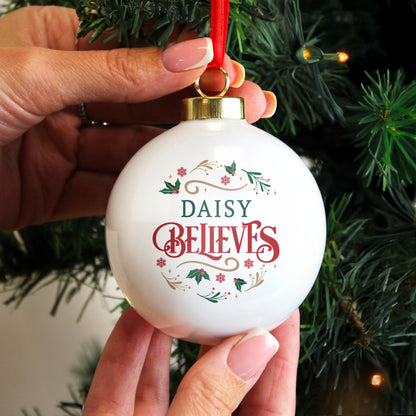 Personalised Believe in Christmas Bauble – Christmas Tree Keepsake Gift - image 2